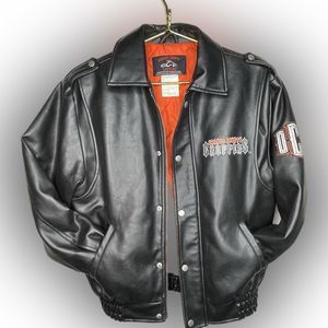 Y2K Vintage Leather Motorcycle Jacket Orange County Choppers Black